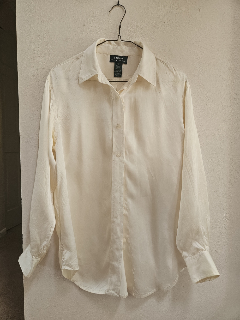 Lauren Ralph Lauren Women's Cream Button-Up Dress Shirt